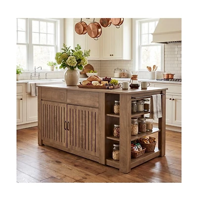 Tribesigns 70.8-Inch Kitchen Island with Storage, 3-Tier Farmhouse Island Table for Kitchen Dining Room