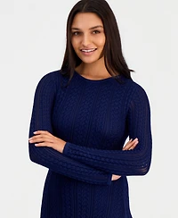 Elie Tahari Women's Julietta Cable-Knit Long-Sleeve Midi Sweater Dress