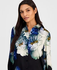 Elie Tahari Women's Madeline Long-Sleeve Silk-Blend Floral-Print Blouse