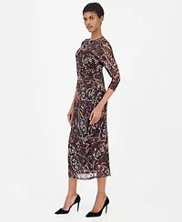 Anne Klein Women's Paisley-Print Side-Ruched Midi Dress