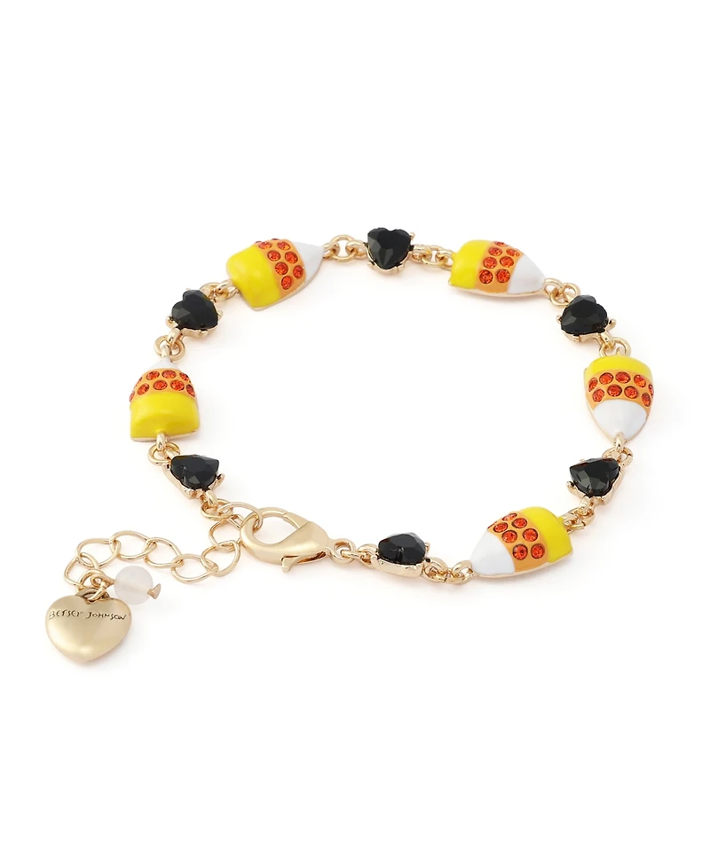 Betsey Johnson Faux-Stone Halloween Candy Corn Link Bracelet