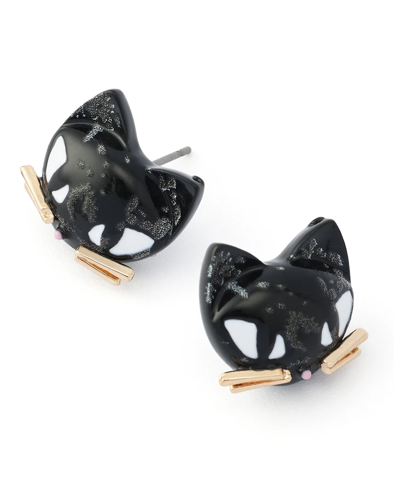 Betsey Johnson Black Pretty Spooky Cat Stud Earrings