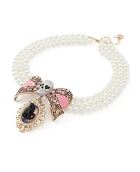 Betsey Johnson Faux-Stone Pretty Spooky Cat Imitation Pearl Torsade Necklace