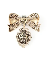 Betsey Johnson Faux-Stone Pretty Spooky Skull Bow Cat Cameo Brooch