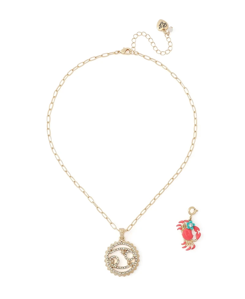 Betsey Johnson Faux-Stone Cancer Celestial Pendant Necklace Charm Zodiac Set