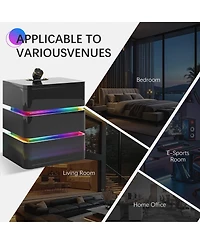 Vlsrka 3-Drawer Nightstand with Electronic Lock, Rgb Lights No Assembly Required)