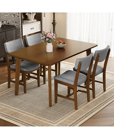Streamdale Furniture 5-Piece Dining Set - Solid Wood Table 4 Upholstered Chairs