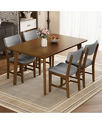 Streamdale Furniture 5-Piece Dining Set - Solid Wood Table 4 Upholstered Chairs