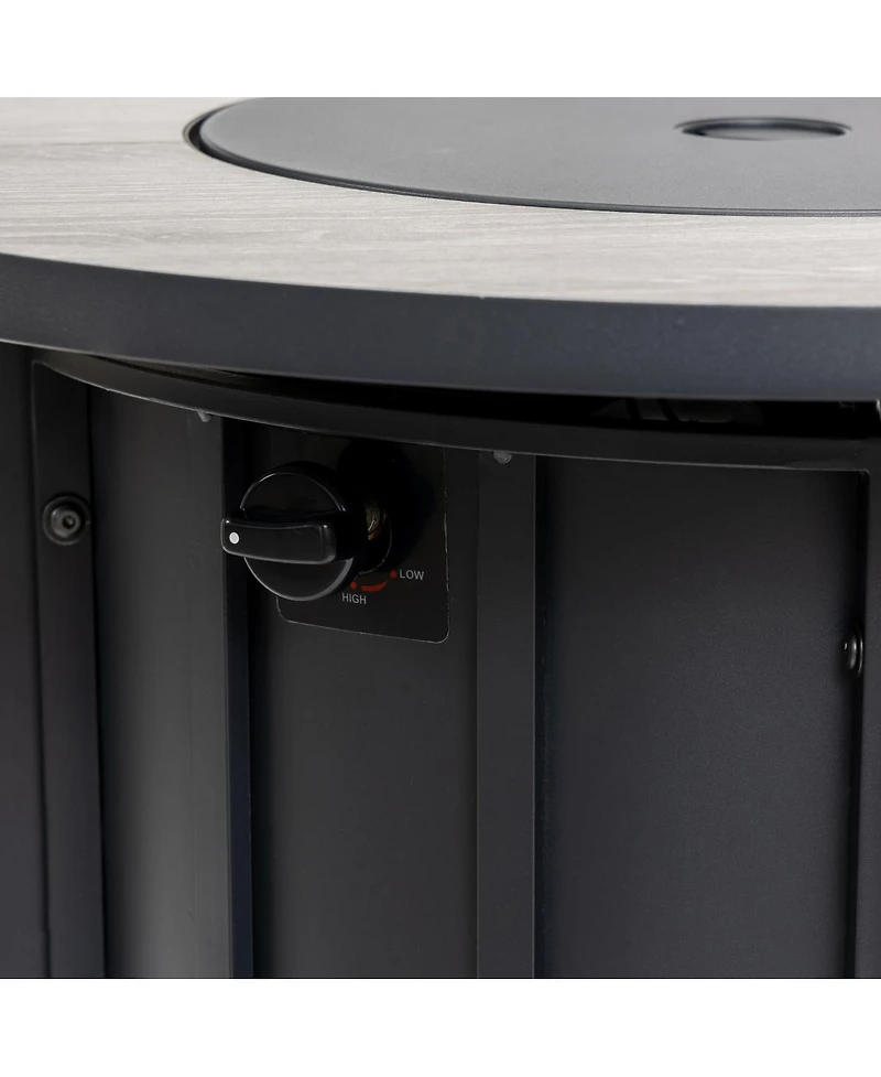 Streamdale Furniture 30-inch Outdoor Fire Pit Table with Wood Grain Ceramic Top