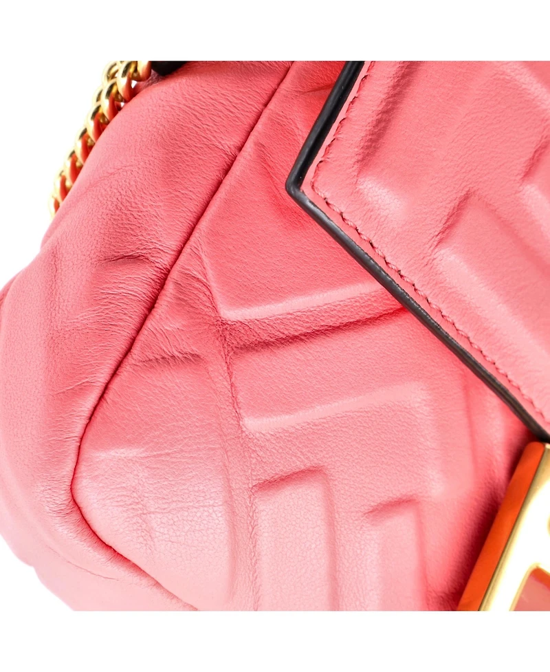 Pre-Owned Fendi Mini Baguette Nm Bag Zucca Embossed Leather
