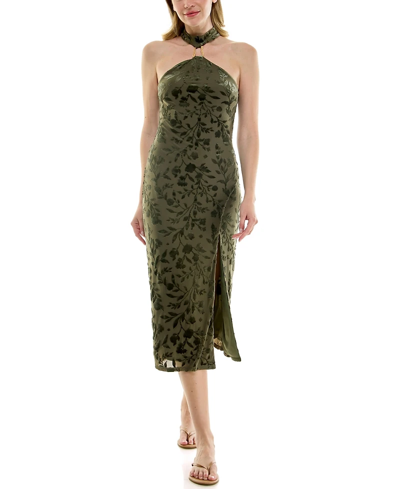 Row A Juniors' Halter Neck Midi Dress