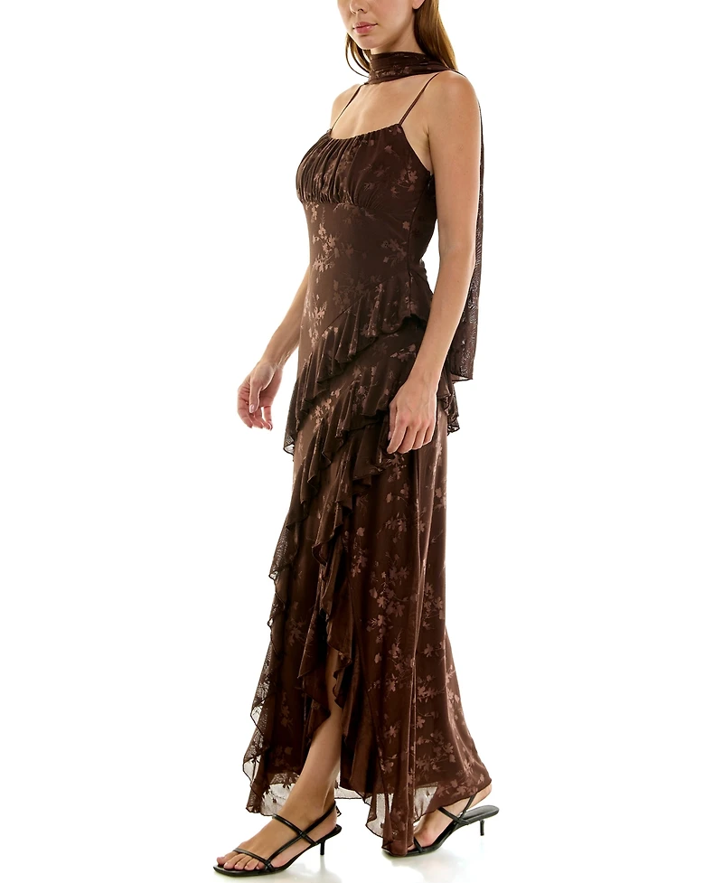 Row A Juniors' Sleeveless Jacquard Dress
