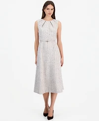 Anne Klein Women's Tweed Pleated A-Line Midi Dress