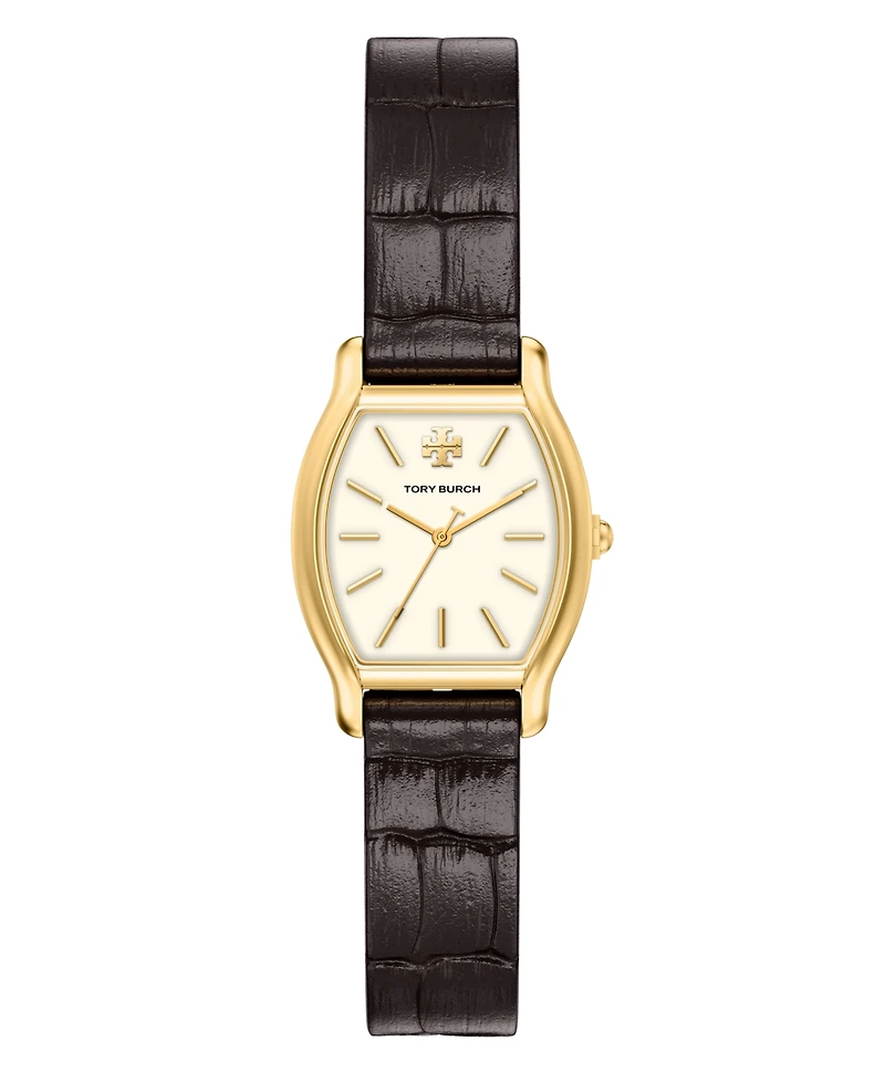 Tory Burch Women's Small Eleanor Curve Brown Leather Watch 24mm