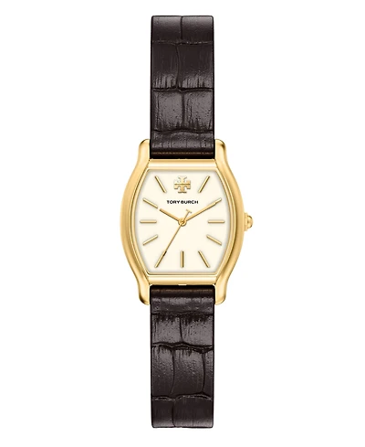 Tory Burch Women's Small Eleanor Curve Brown Leather Watch 24mm