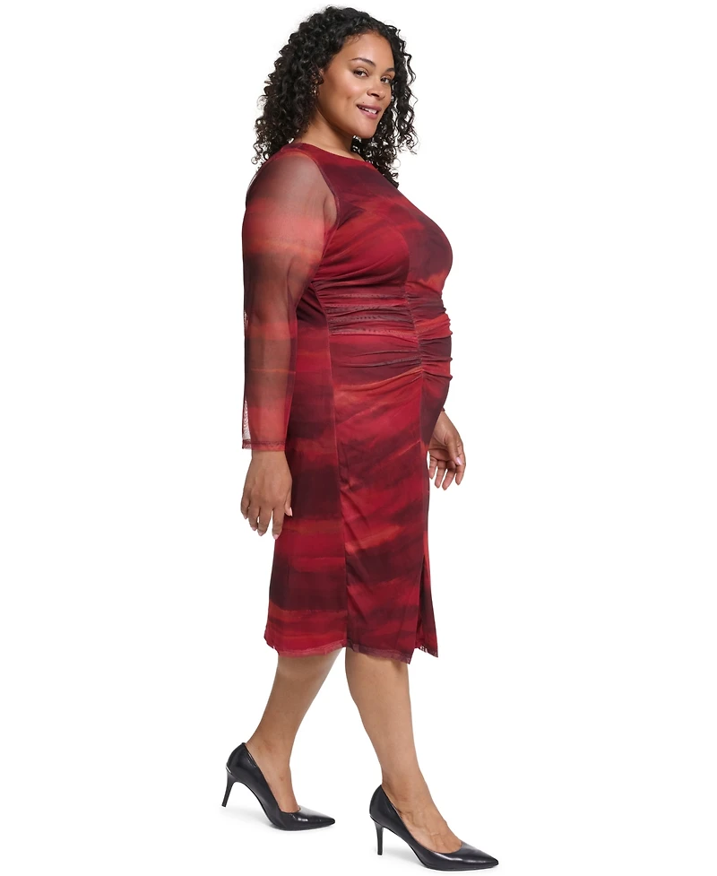Vince Camuto Plus Printed Mesh Midi Dress