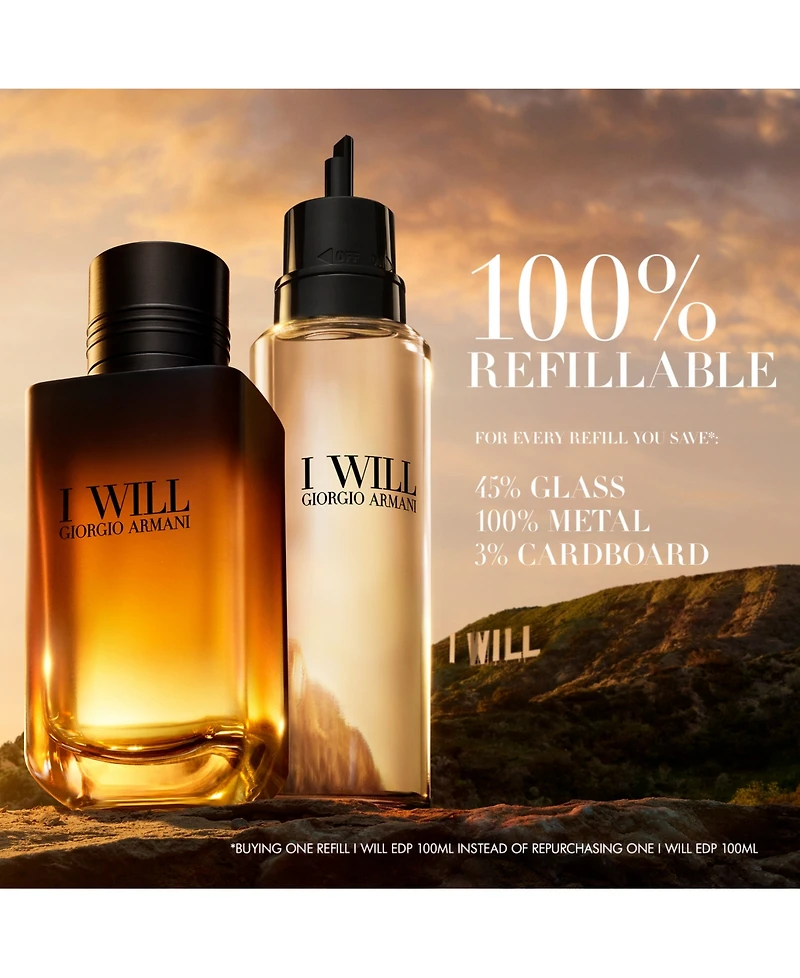 Armani I Will Eau de Parfum Recharge Refill, 3.3 oz.