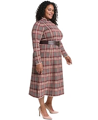 Eliza J Plus Mock Neck Midi Fit & Flare Dress