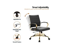 LeisureMod (Set of ) Benmar Modern Leather Office Desk Chair with Gold Frame Finish and Swivel Home