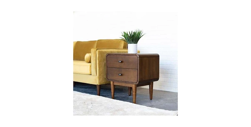 Lucky One Solid Wood Mid Century Nightstand with Tapered Legs