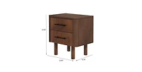 Lucky One Mid Century Solid Wood Walnut Nightstand with 2-Drawer