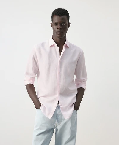Mango Men's Regular Fit Linen Lyocell Shirt