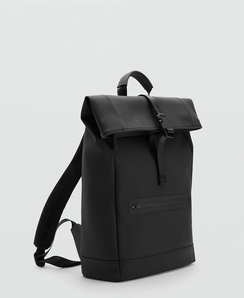 Mango Men's Flap Closure Rubberized Backpack