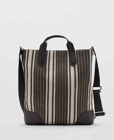 Mango Men's Striped Tote Bag