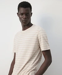Mango Men's Striped Linen T-Shirt