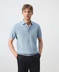 Mango Men's Cotton Fine-Knit Polo Shirt