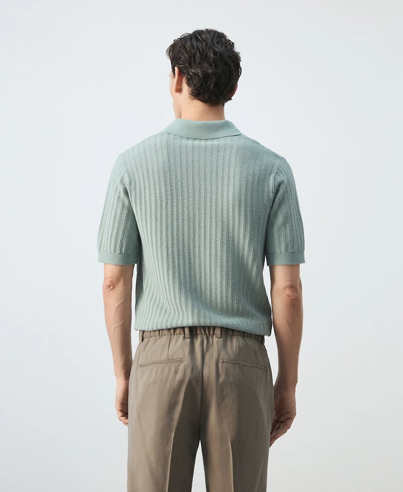 Mango Men's Structured Cotton Knit Polo Shirt