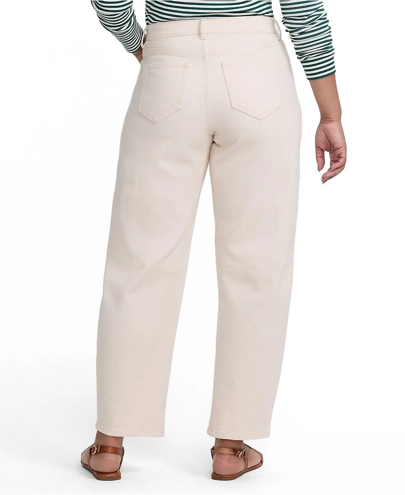 Lands' End Women's Soft Denim Mid Rise Relaxed Barrel Ankle Jeans
