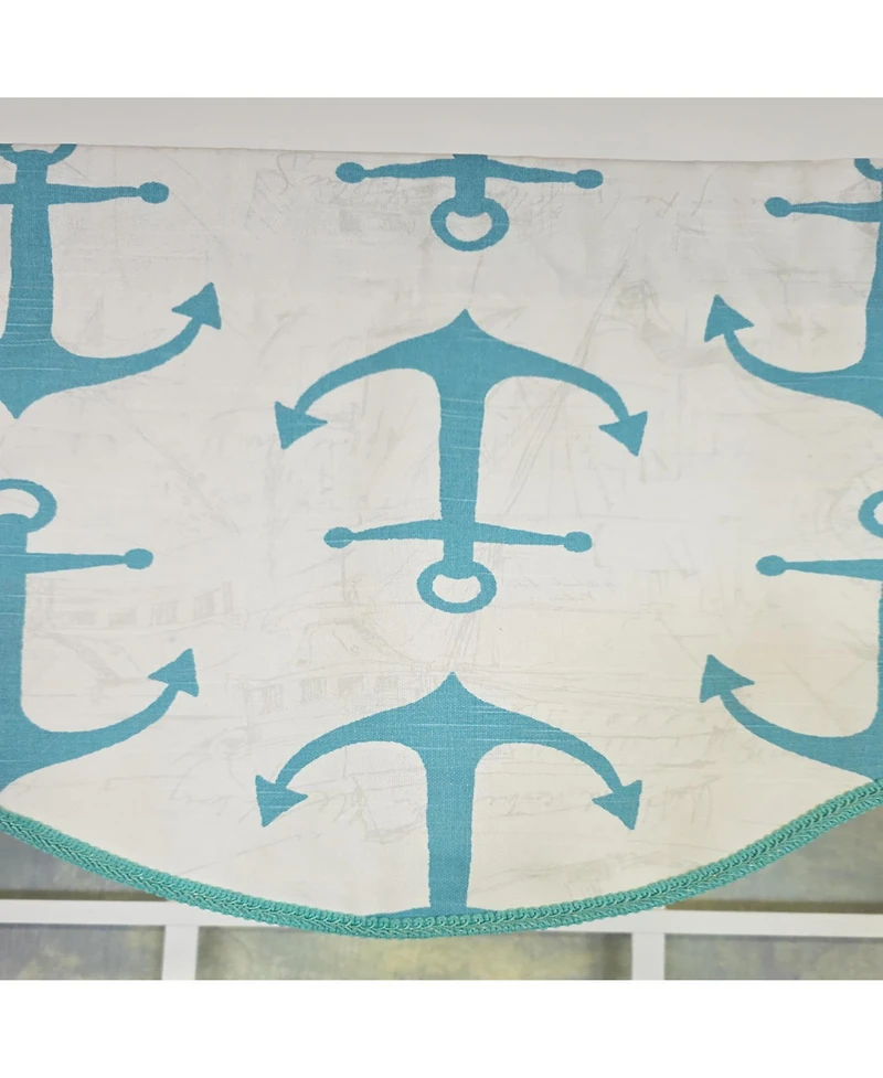 Rlf Home Anchors Cornice Window Valance 100% Cotton Lined Rod Pocket