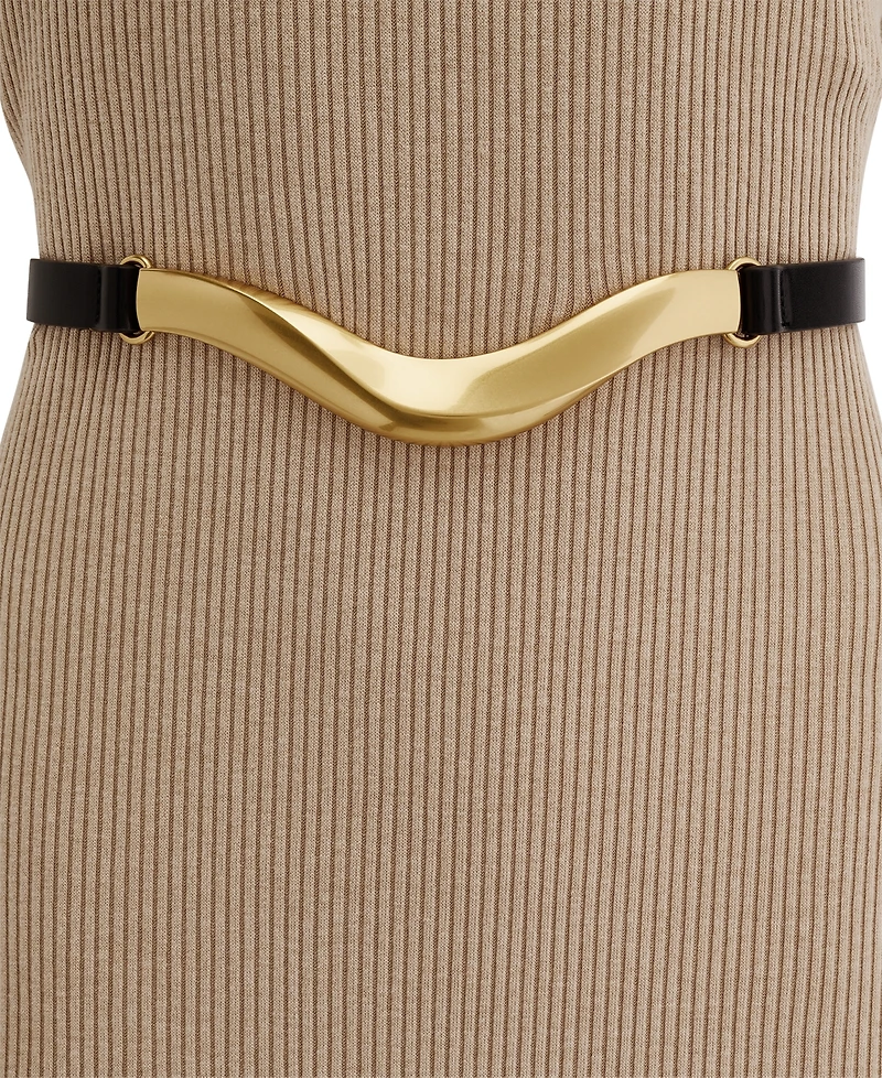 Donna Karan New York Women's Off-the-Shoulder Belted Sweater Dress