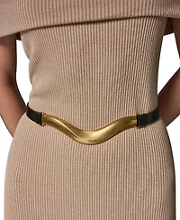 Donna Karan New York Women's Off-the-Shoulder Belted Sweater Dress