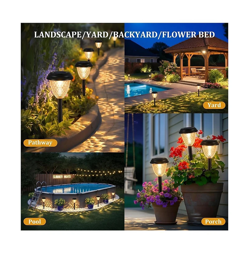 Cowin Led Solar Garden Lights, Waterproof Lights Outdoor Solar, Garden Decor for Yard, Patio, Landscape