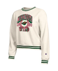 Champion Women's Cream Minnesota Wild Bold Laurels Reverse Weave Yarn Crewneck Sweatshirt