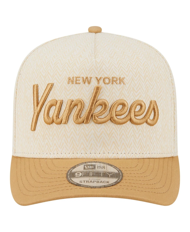 New Era Men's Cream New York Yankees Herringbone 9FIFTY A-Frame Snapback Hat
