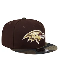 New Era Men's Dark Brown Baltimore Ravens Burnt Wood Camo 9FIFTY Snapback Hat