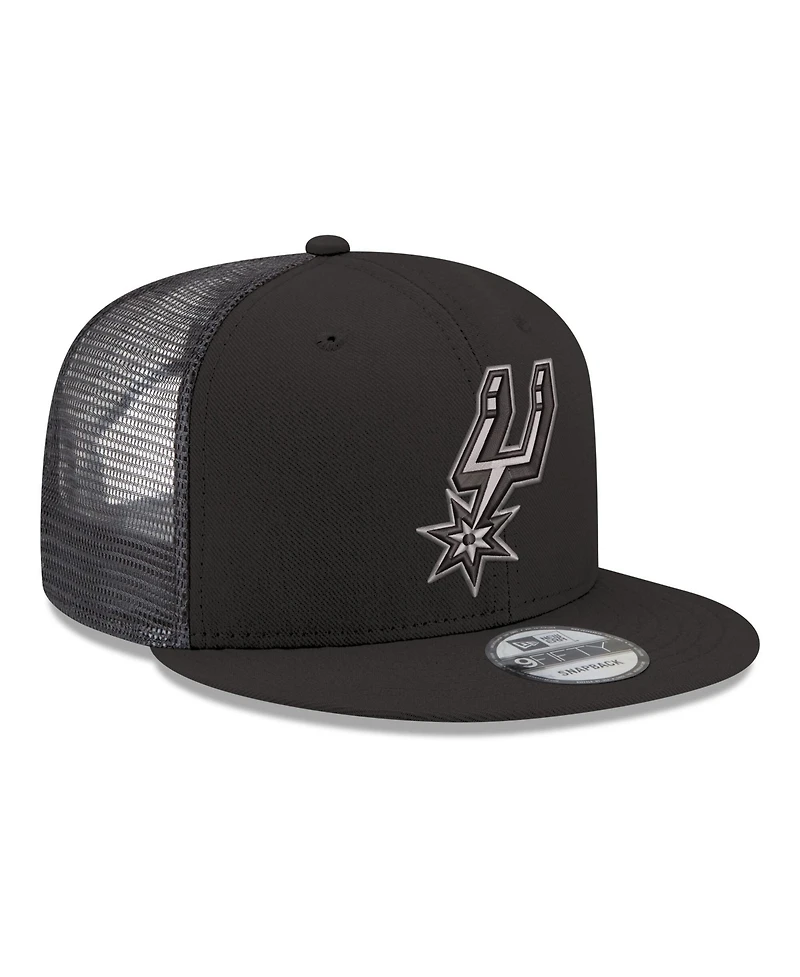 New Era Men's Black San Antonio Spurs Core Logo Meshback 9FIFTY Snapback Hat