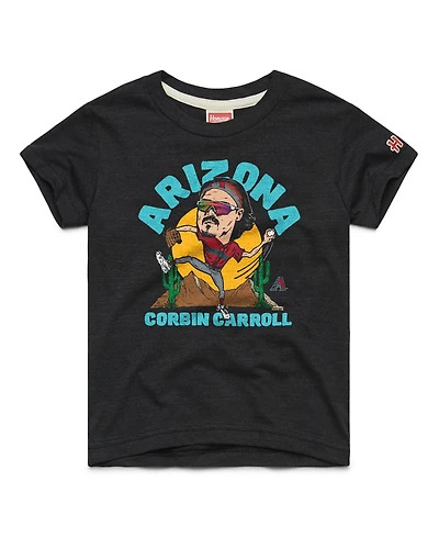 Homage Big Boys and Girls Corbin Carroll Charcoal Arizona Diamondbacks Caricature Tri-Blend T-Shirt