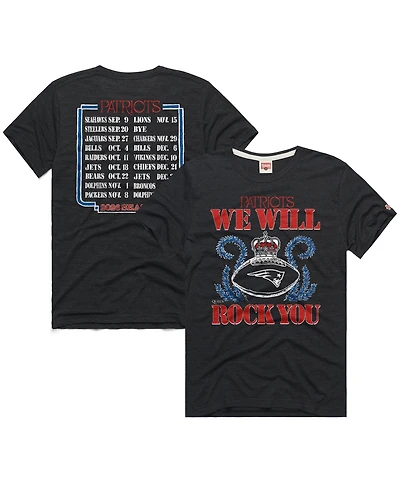 Homage Men's and Women's Charcoal New England Patriots 2026 Nfl Schedule Queen Tri-Blend T-Shirt