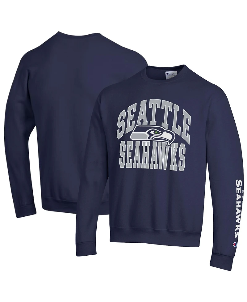Champion Men's College Navy Seattle Seahawks Powerblend Fleece Sweatshirt