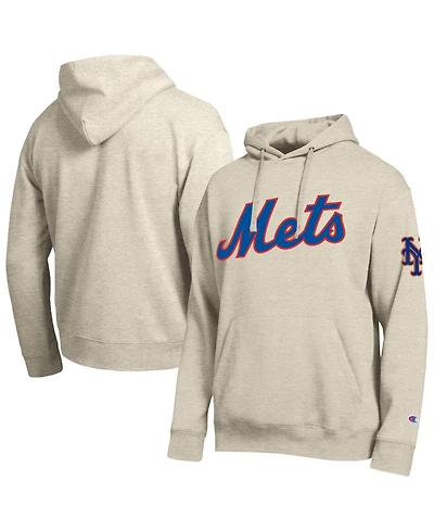 Champion Men's Oatmeal New York Mets All Star Chenille Patch Hoodie