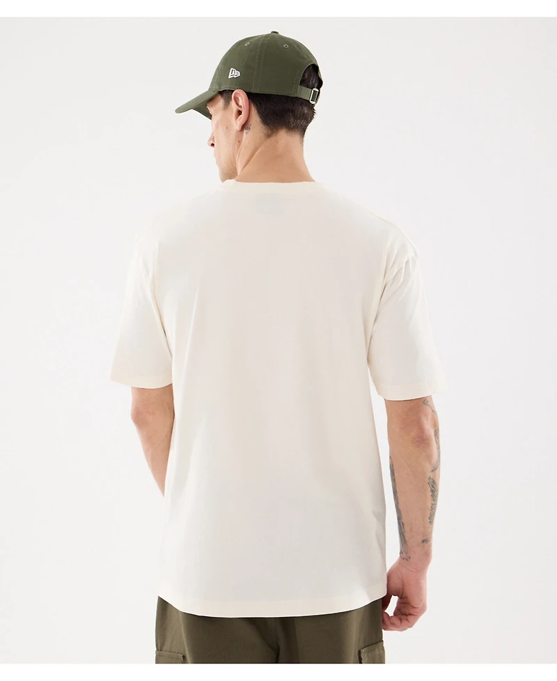 New Era Men's Light Beige Los Angeles Dodgers Lifestyle Coat of Arms Flocking T-Shirt