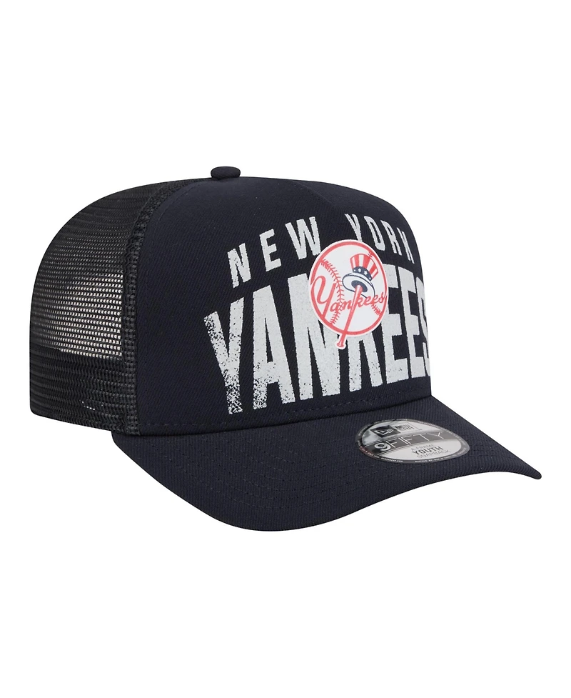 New Era Big Boys and Girls Navy New York Yankees Logo Fade A-Frame 9FIFTY Snapback Hat