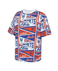 Outerstuff Big Boys and Girls Orange New York Mets All-Over Pennant T-Shirt