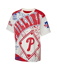 Outerstuff Big Boys and Girls Cream Philadelphia Phillies Big League Top Player Bold All-Over-Print T-Shirt