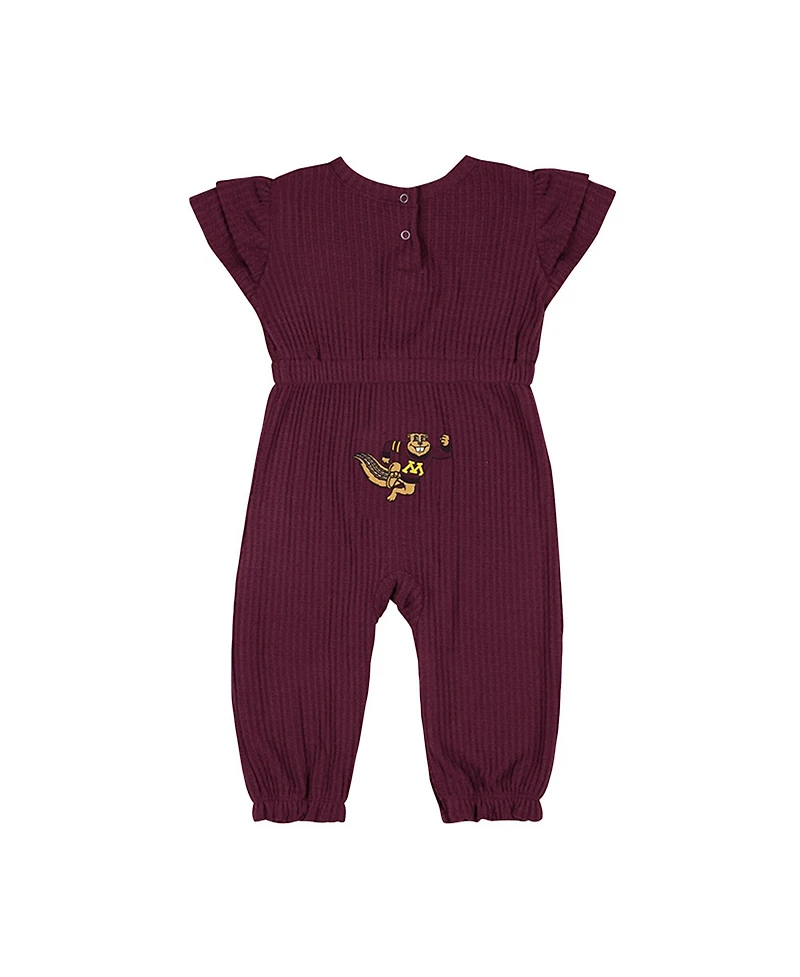 Colosseum Baby Boys and Girls Maroon Minnesota Golden Gophers Beautopia Waffle Knit Romper