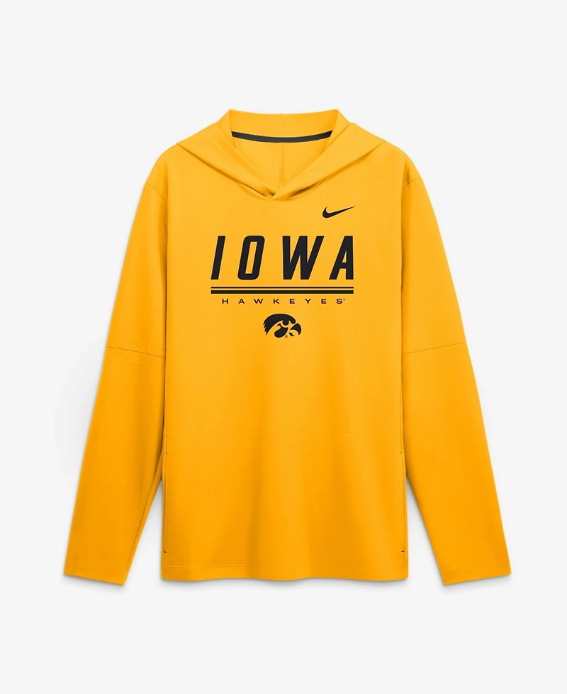 Nike Men's Gold Iowa Hawkeyes 2026 Sideline Lightweight Long Sleeve Hooded Dri-fit T-Shirt